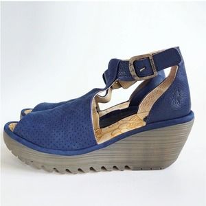 Fly London Blue Yesi Wedge sandals Size 39